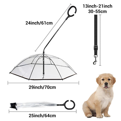Enjoying Dog Umbrella for Small Dogs, Clear Dog Umbrella Leash, Rainproof Waterproof, Doggy Walking Rain Umbrella with Adjustable Leash, Small Puppy Outdoor Rain Gear